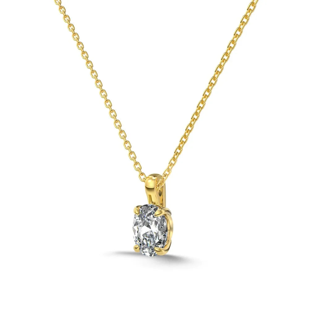 Exquisite Delicate Women Girls Fine Jewelry S925 Silver Solitaire Egg Oval Shape 5A Cubic Zirconia Pendant Necklace