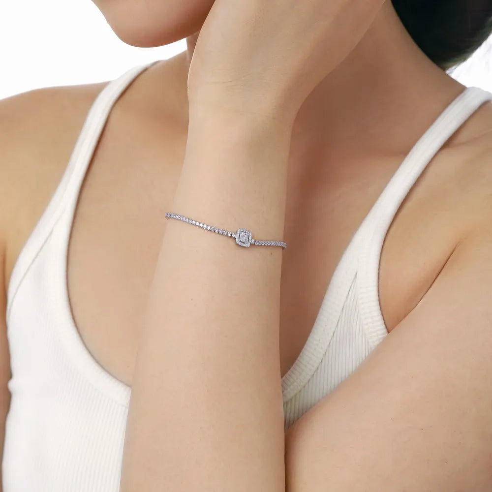 925 Sterling Silver CZ Chain Bracelet DY150222 product image 6