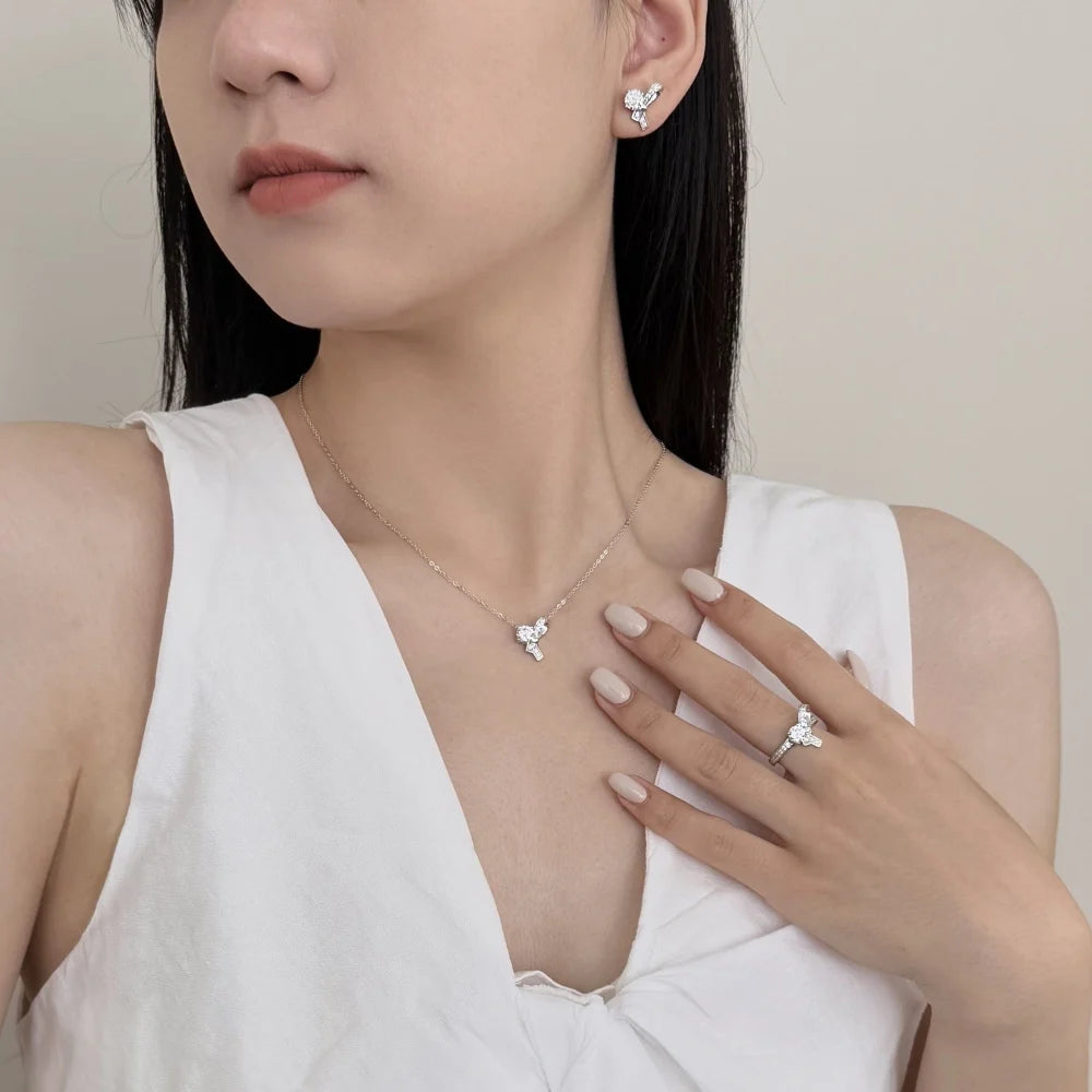 925 Silver Heart CZ Engagement Ring DY121538 product image 6