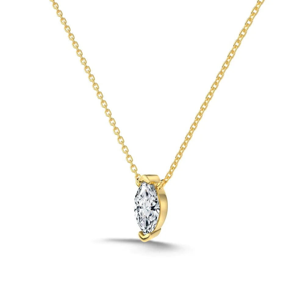 Simplicity Design Elegance Style Jewelry S925 Silver Chain Solitaire Marquise Oval Shape 5A Zirconia Pendant Necklace