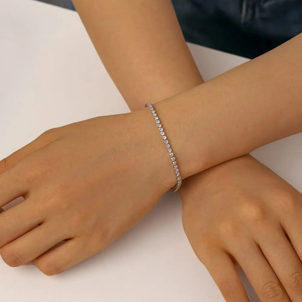 Cubic Zirconia Tennis 925 Sterling Silver Bracelet by KAKODIY - product view 6