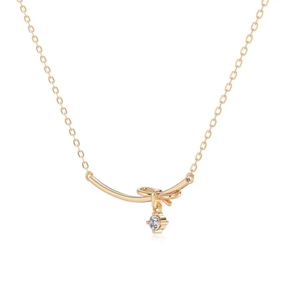 925 Silver Bow 5A CZ Pendant Necklace DY191836 product image 7