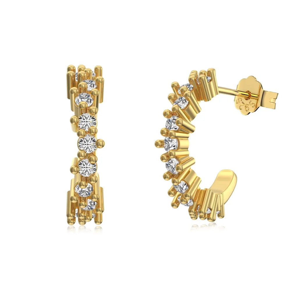Classic Cubic Zirconia Hoop 925 Sterling Silver Earrings by KAKODIY - product view 8