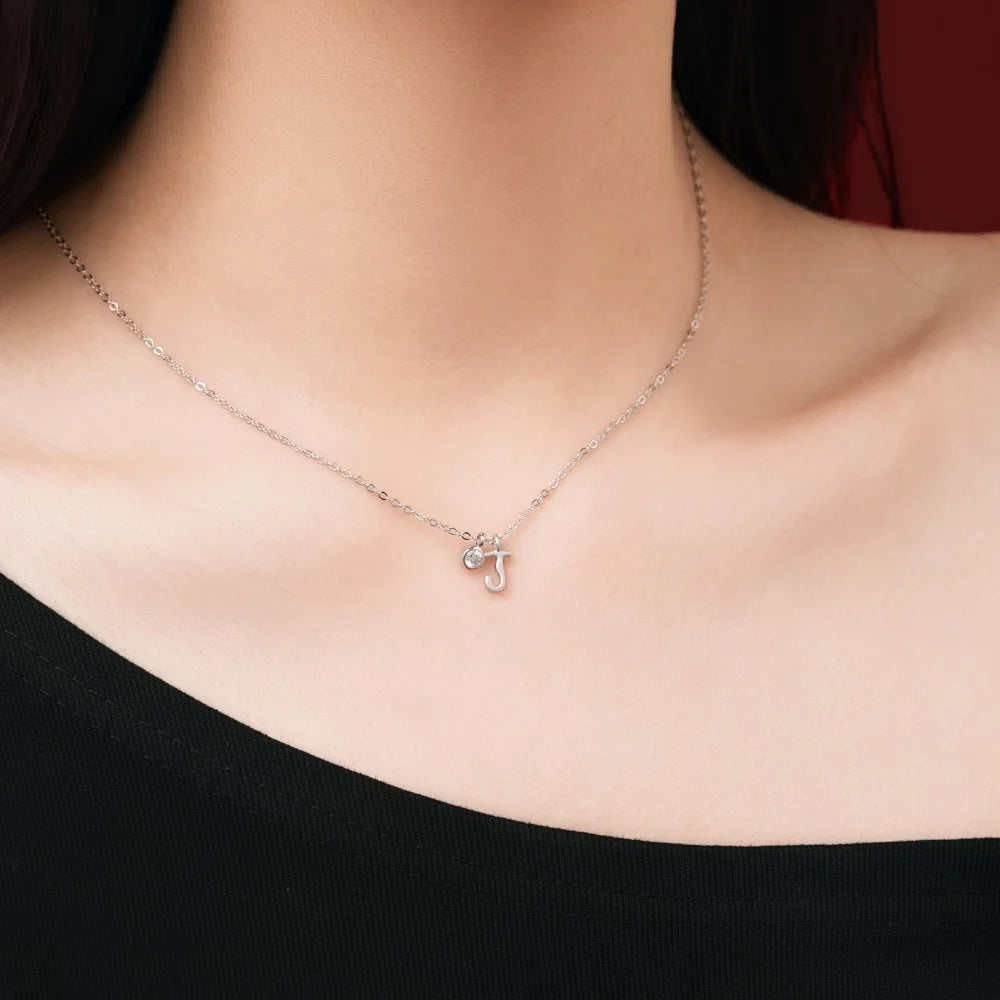 925 Silver J Initial 5A CZ Necklace DY191883 product image 4