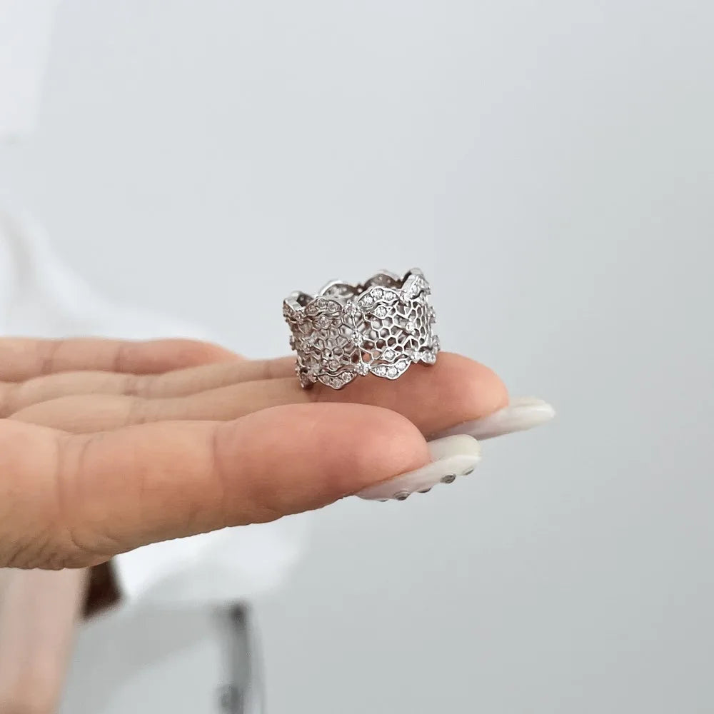 Personalized Cubic Zirconia Eternity 925 Sterling Silver Ring by KAKODIY - product view 5