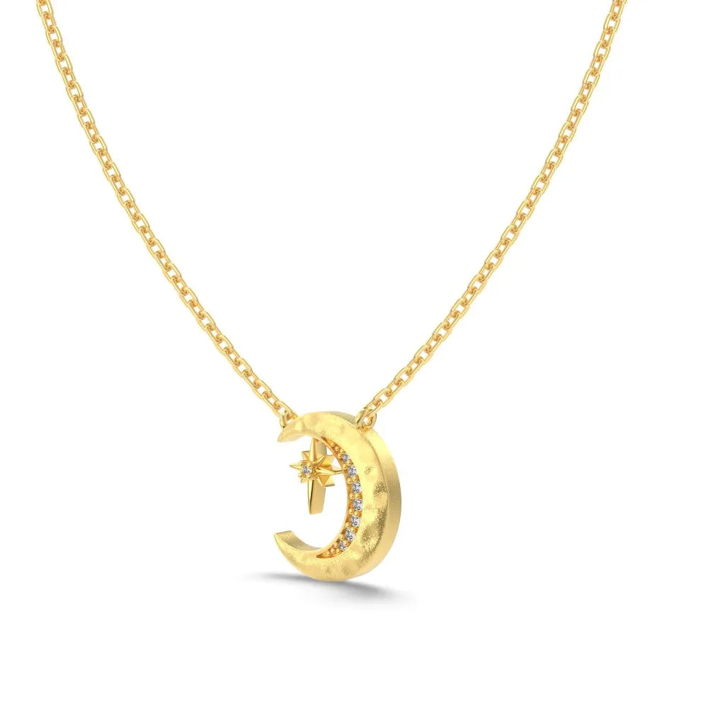925 Sterling Silver Moon 5A CZ Pendant Necklace product image 8