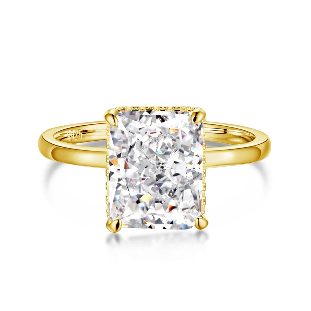 Rectangular Cubic Zirconia Engagement 925 Sterling Silver Ring by KAKODIY - product view 7