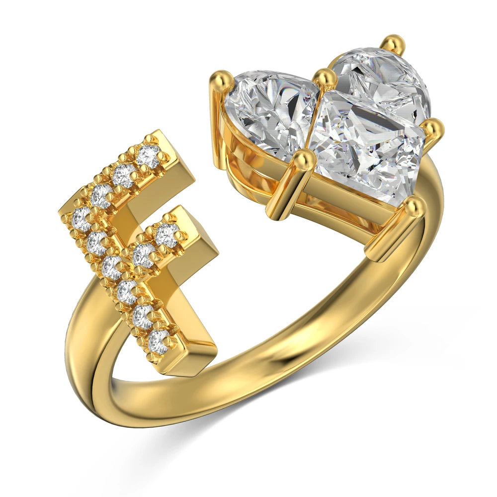 Personalized Initial Cubic Zirconia 925 Sterling Silver Ring by KAKODIY - product view 7