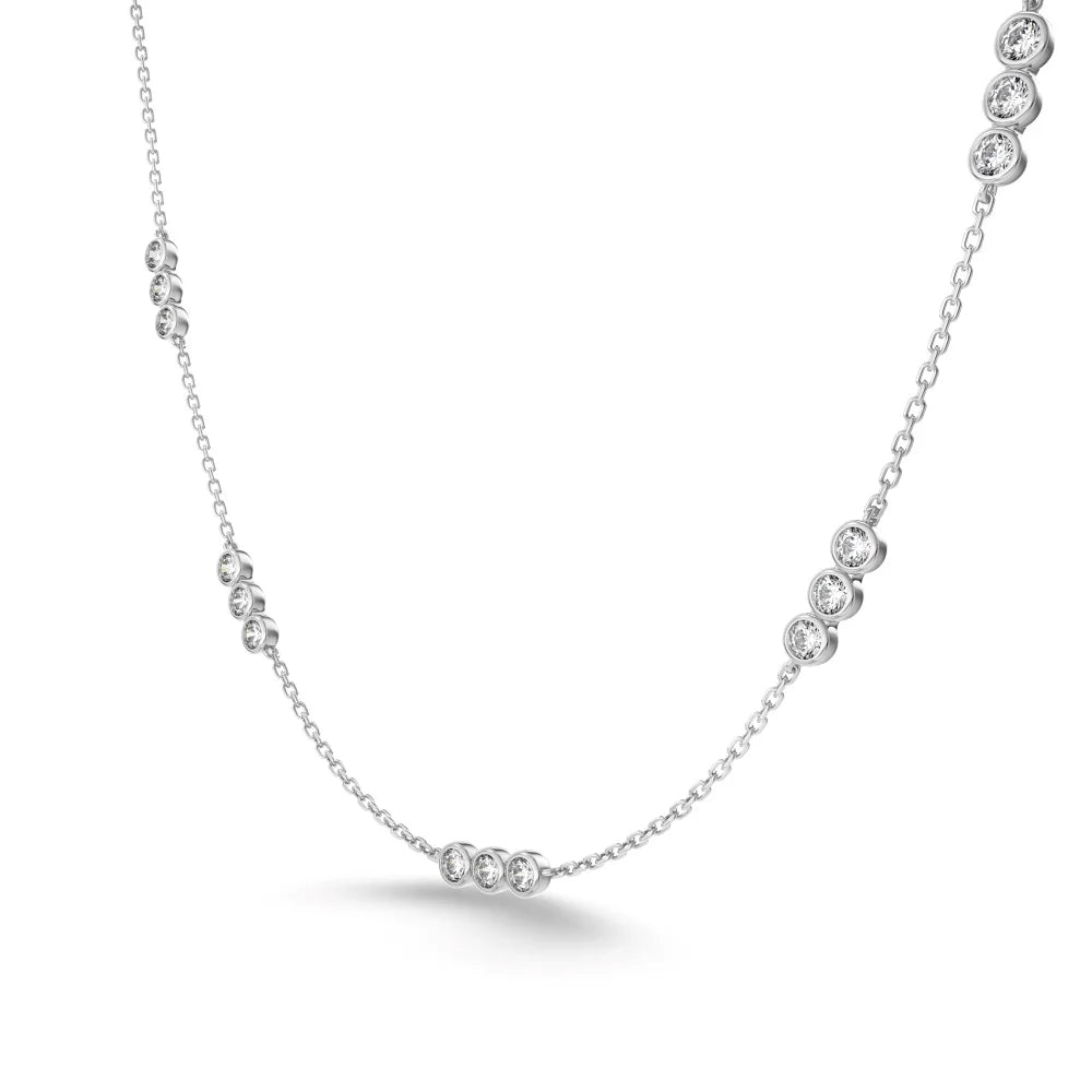 Simplicity Design Delicate Jewelry S925 Silver Link Chain Multiple Circle 5A Cubic Zirconia Stone Women Necklaces
