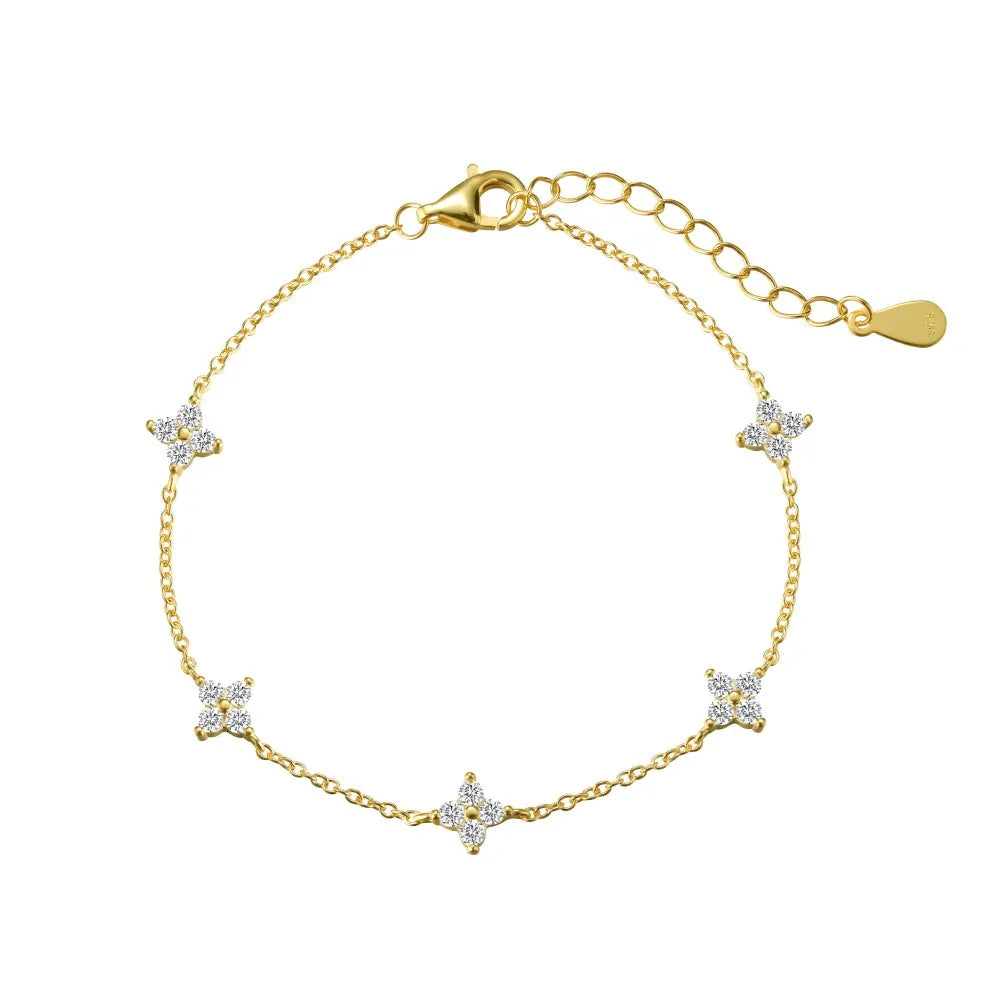 925 Silver Clover 5A CZ Chain Bracelet DY150335 product image 6
