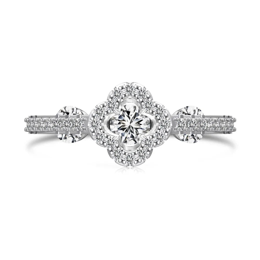 Floral Cubic Zirconia Eternity 925 Sterling Silver Ring by KAKODIY - product view 8
