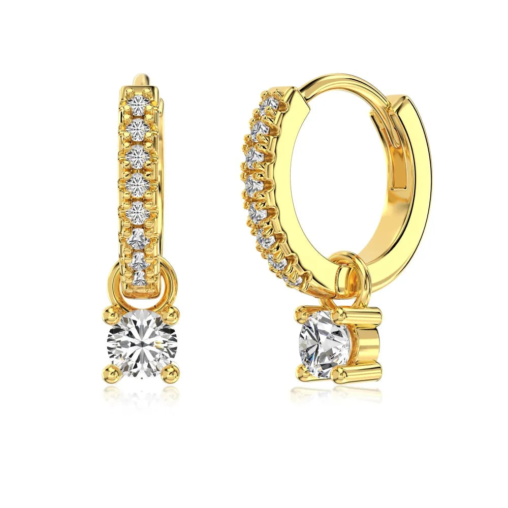 Cubic Zirconia Huggie 925 Sterling Silver Earrings by KAKODIY - product view 8