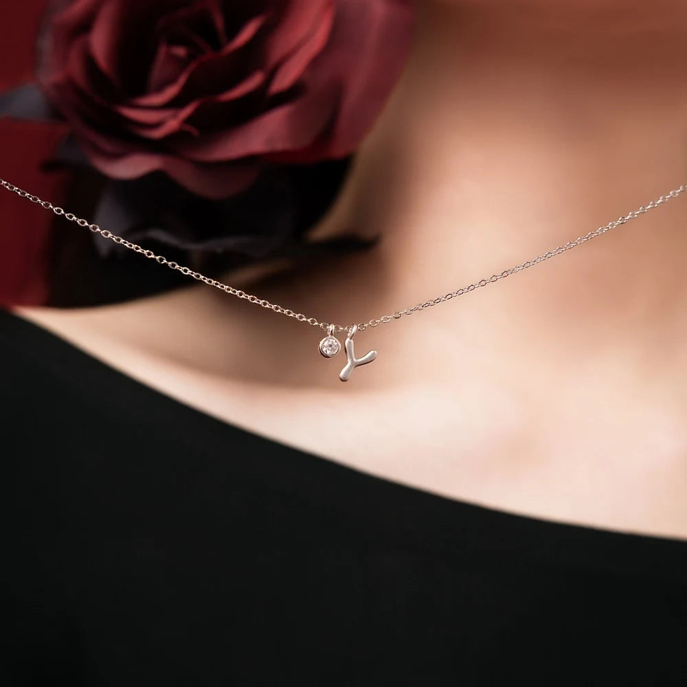 925 Sterling Silver Y Initial CZ Necklace product image 4