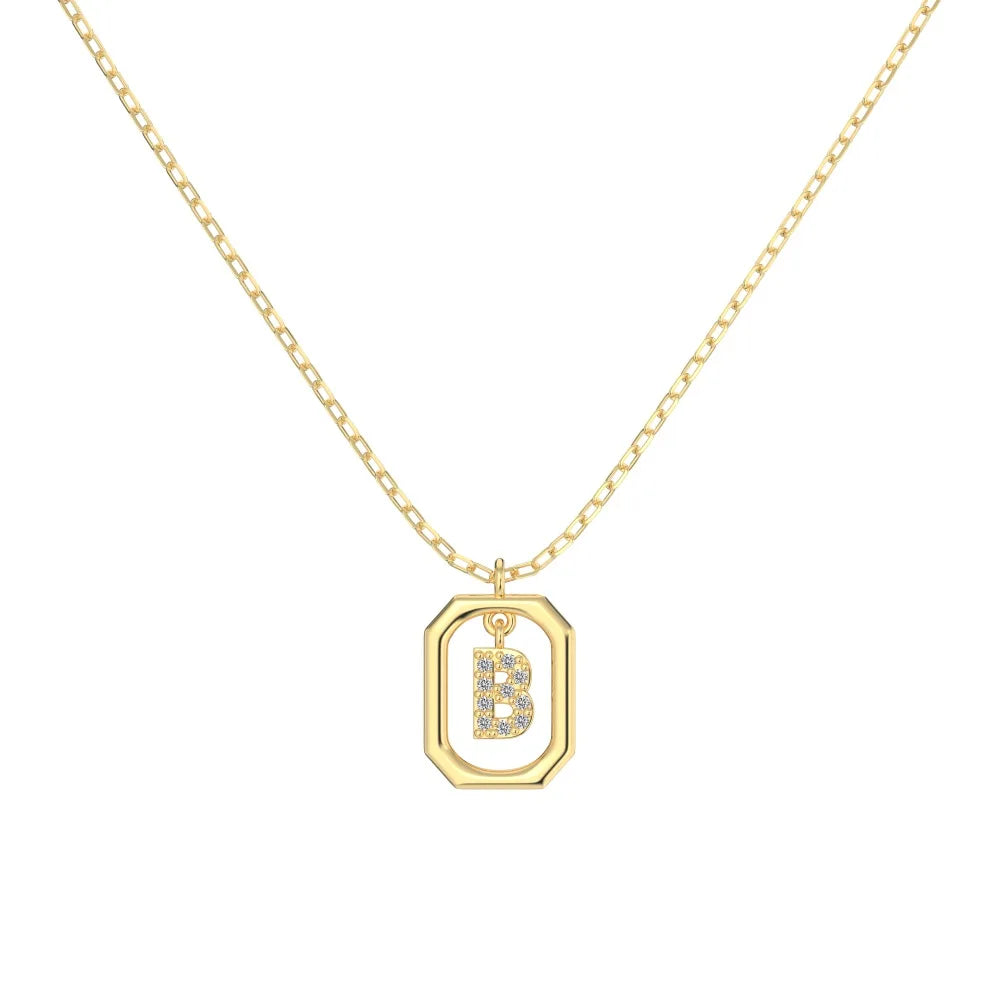 925 Silver 5A CZ Initial Necklace DY191330 product image 6