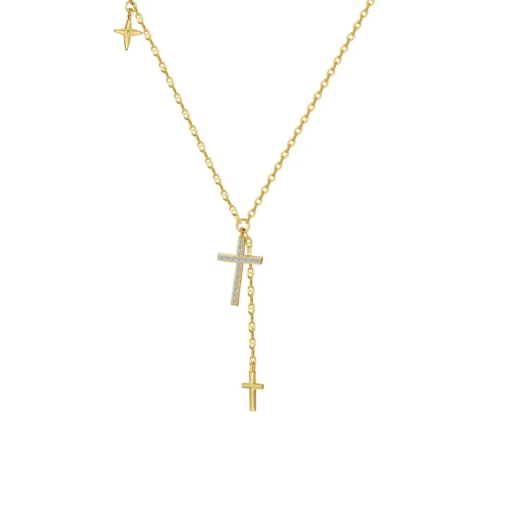 925 Sterling Silver Cross 5A CZ Pendant Necklace product image 7