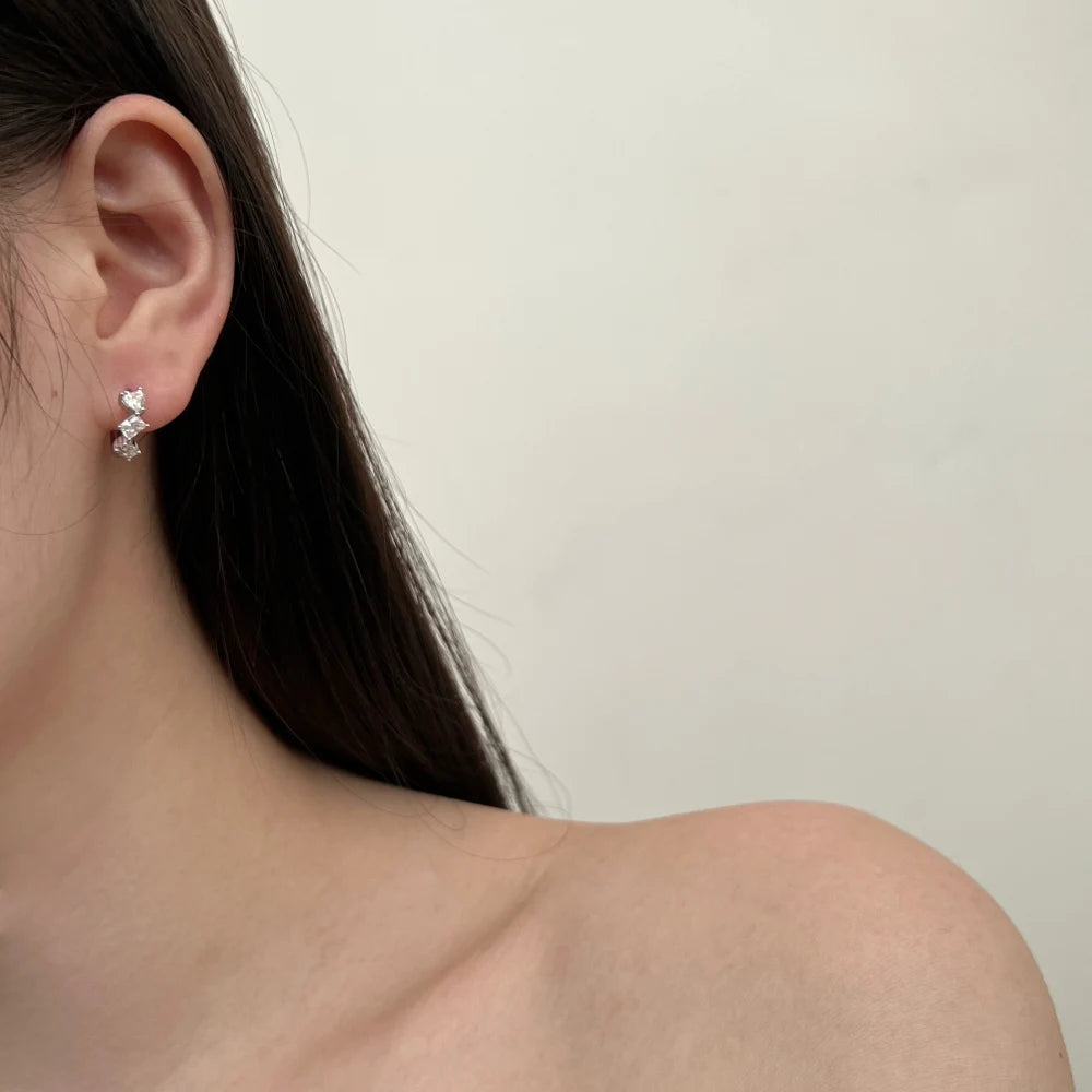 Tiny Delicate Women Jewelry Solid 925 Sterling Silver Rhodium Plated Multiple Shapes 5A Cubic Zirconia Hoop Earrings