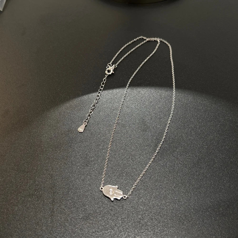 Unique Jewelry OEM ODM Factory 925 Sterling Silver 5A Cubic Zirconia Special Hand Pendant Necklace Jewelry for Women