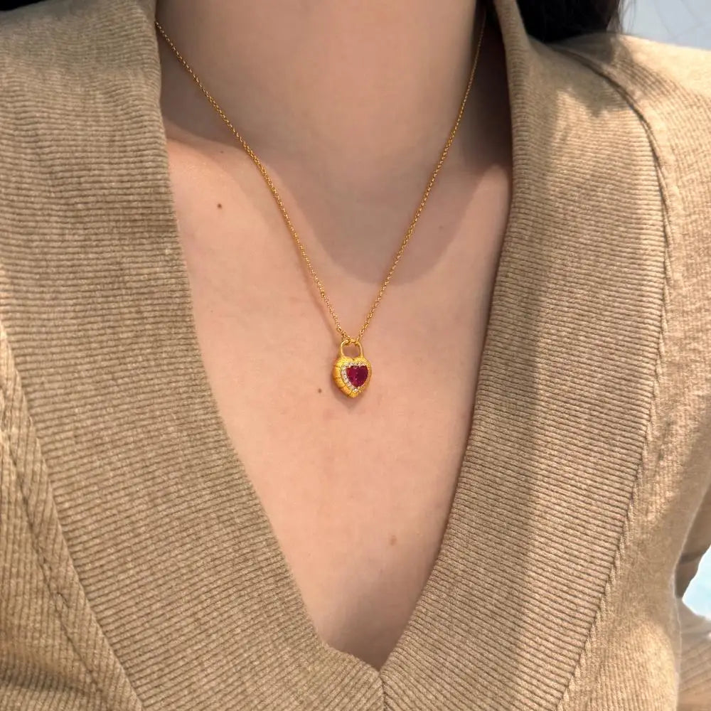 New Design Uniqute Lovers'Lock Charm Pendant Necklace Display 925 Silver Heart Necklace