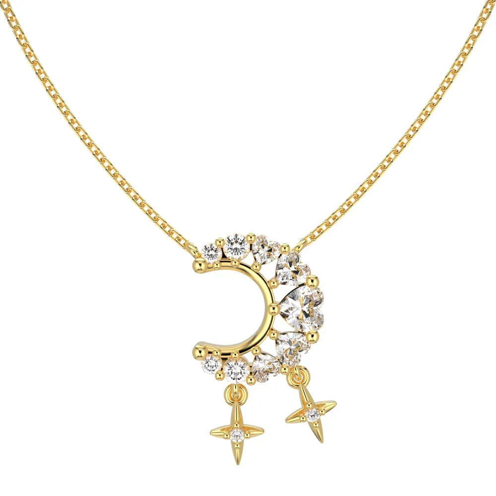 925 Sterling Silver Moon & Star Pendant Necklace product image 8