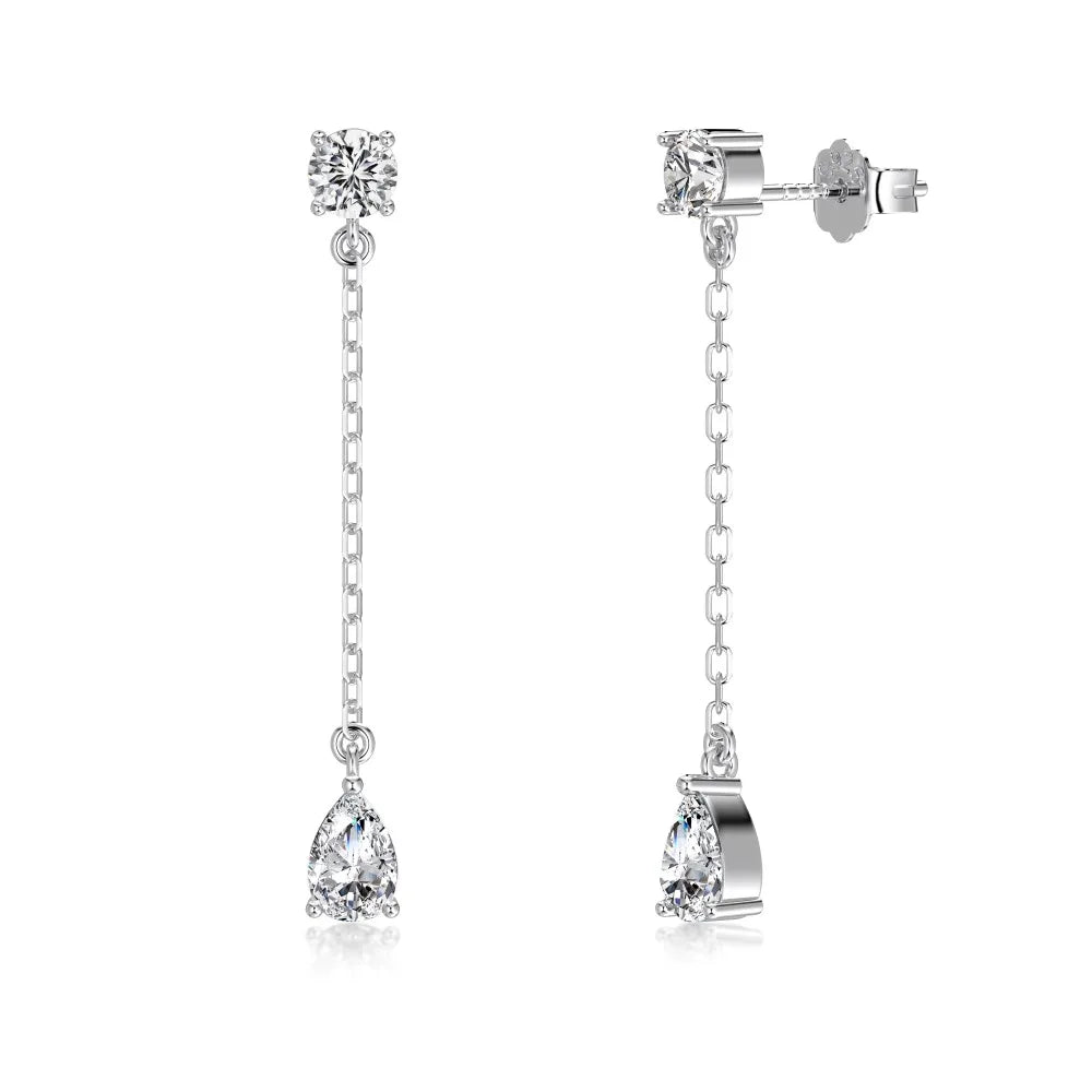 KAKODIY Fashion Fashion Design 925 Sterling Silver Earrings Tassel Pear Shape 5A Cubic Zirconia Shiny Stud Earrings Female Accessories