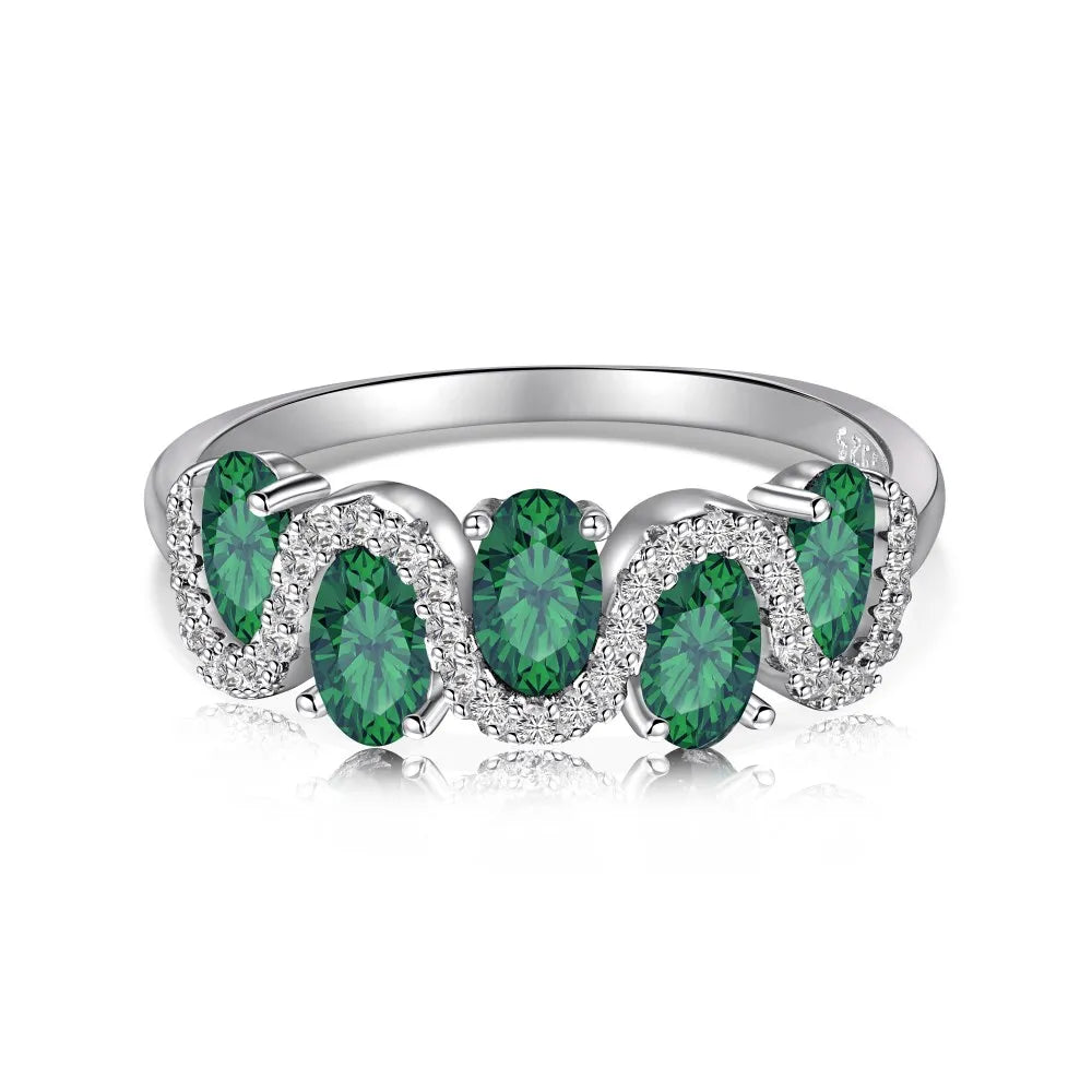 925 Silver Emerald CZ Bridal Wedding Ring DY120979 product image 8