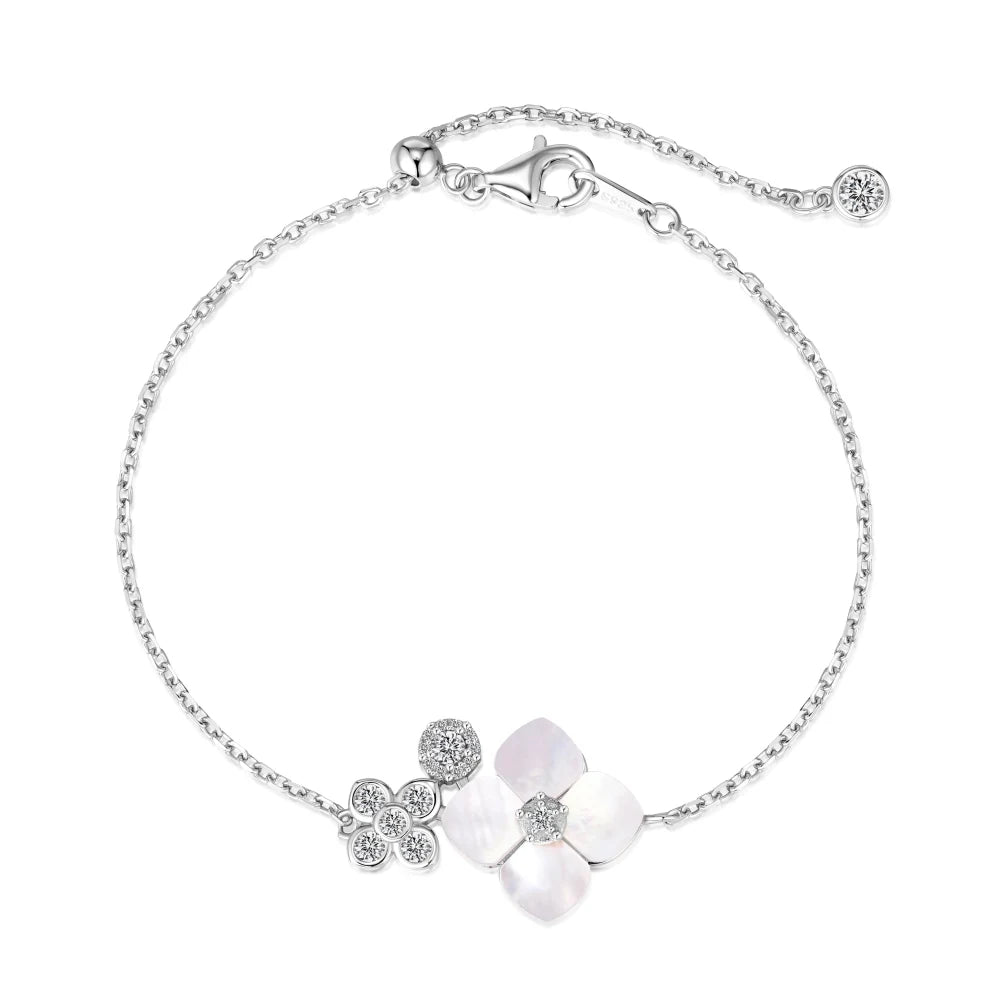 925 Sterling Silver Flower 5A CZ Charm Bracelet product image 8