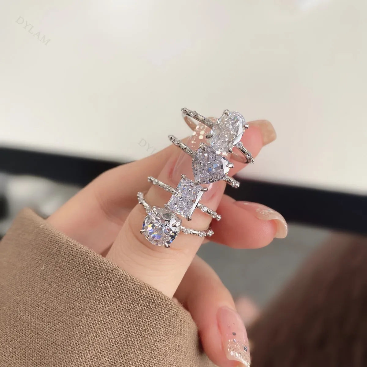 925 Silver CZ Bridal Engagement Ring DY120662 product image 6