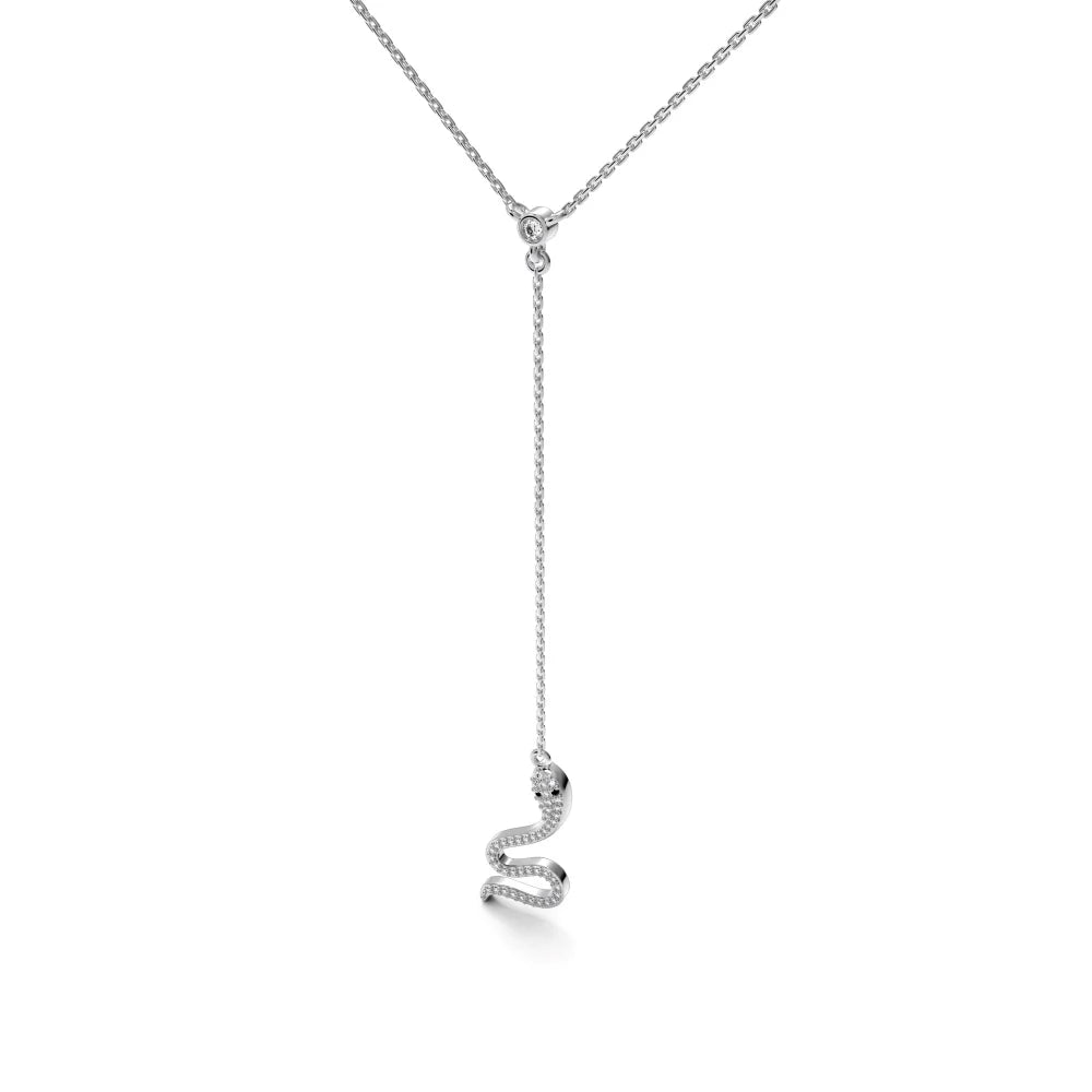 925 Sterling Silver Snake CZ Pendant Necklace product image 8