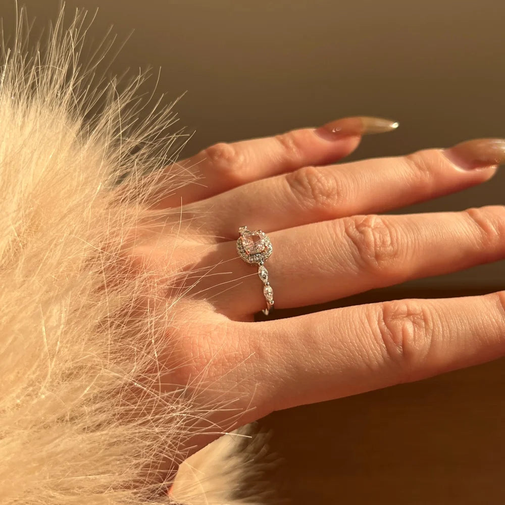 Bridal Square Cubic Zirconia Wedding 925 Sterling Silver Ring by KAKODIY - product view 6