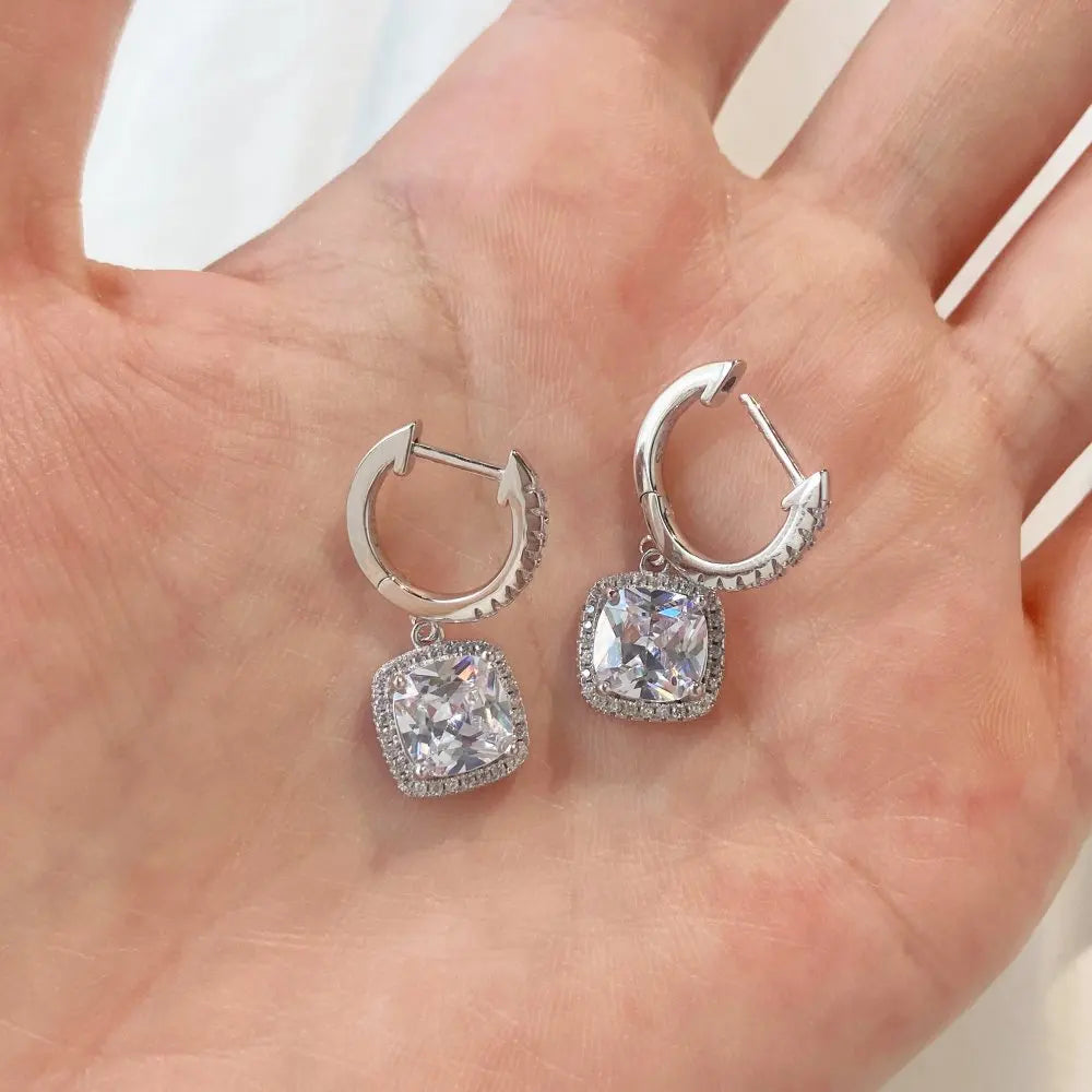 Cubic Zirconia Stud 925 Sterling Silver Earrings Design 4 by KAKODIY - product view 6
