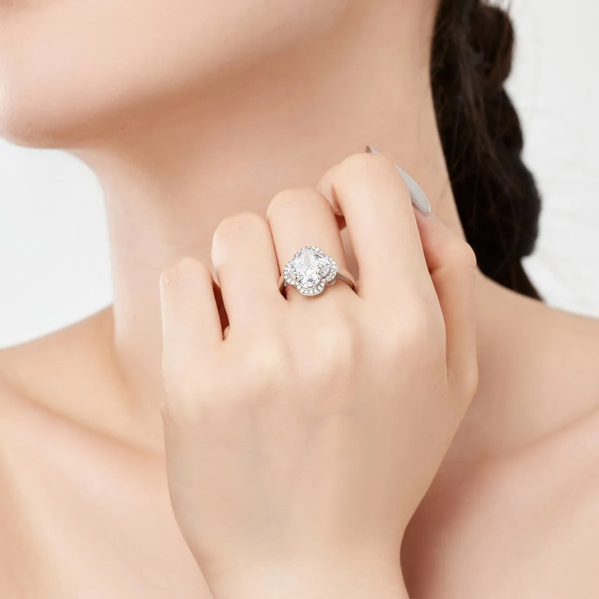 925 Sterling Silver Clover CZ Statement Ring product image 4