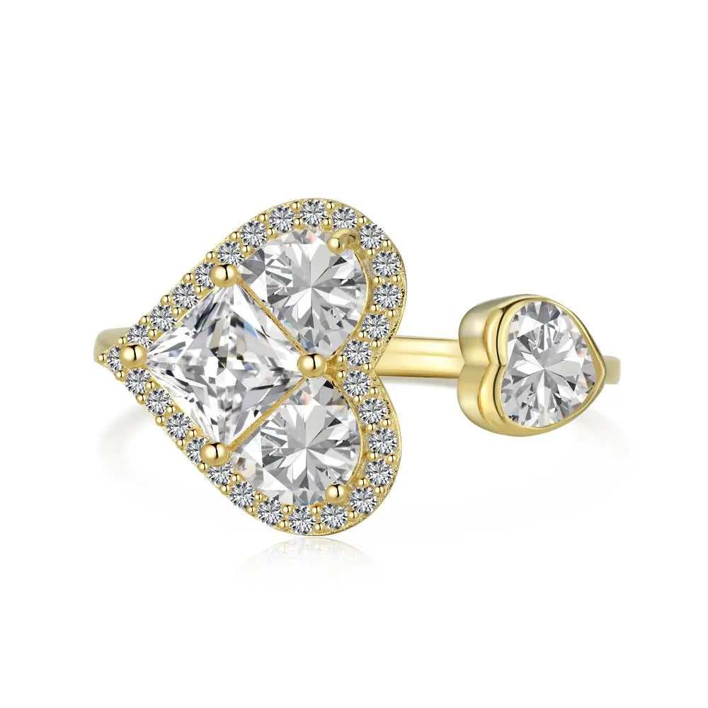 Heart 18K Gold-Plated Silver Adjustable Ring by KAKODIY - product view 7