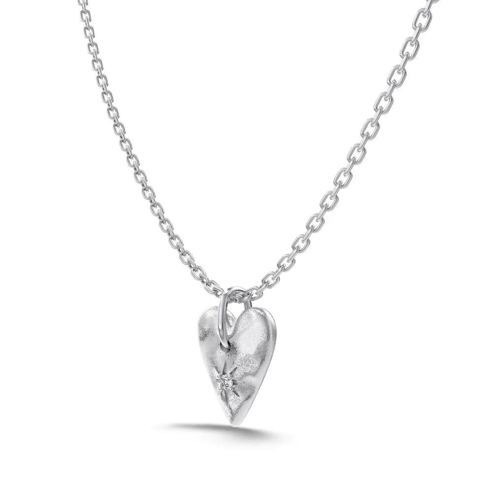 Professional Jewelry Supplier S925 Silver Link Chain 5A Cubic Zirconia Frosted Surface Heart Love Shape Pendant Necklaces