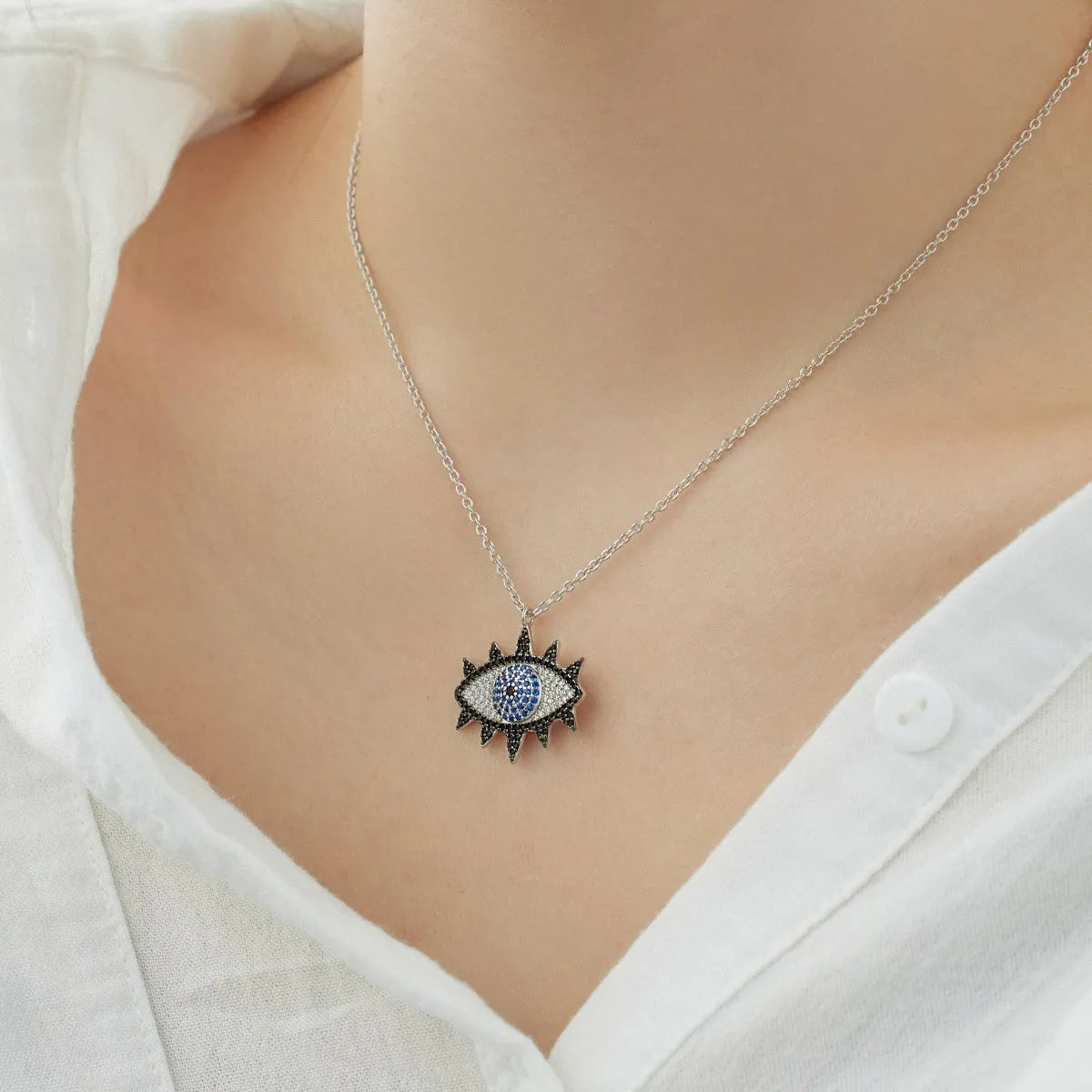 925 Silver Evil Eye CZ Pendant Necklace DY190823 product image 2