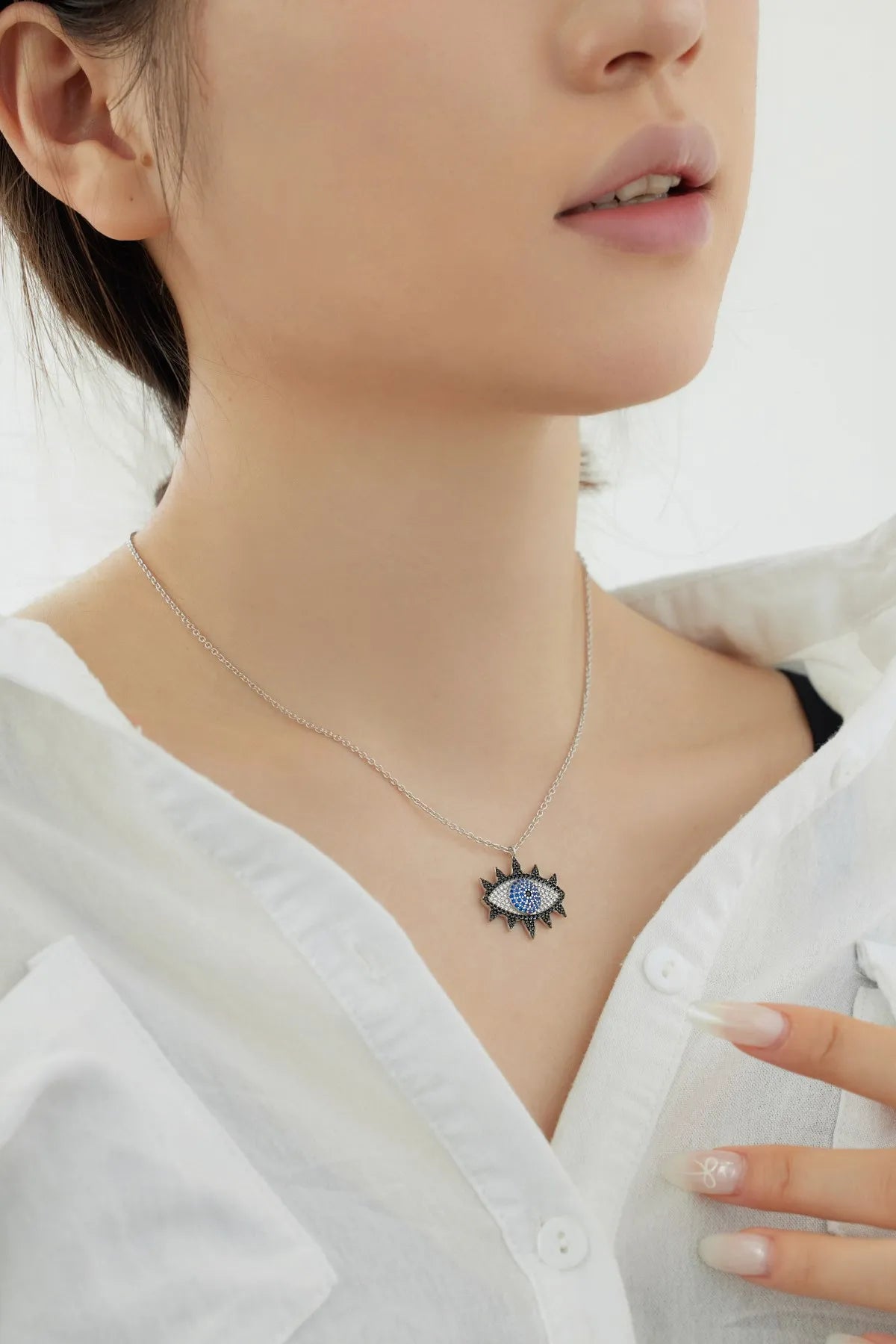 925 Silver Evil Eye CZ Pendant Necklace DY190823 product image 4