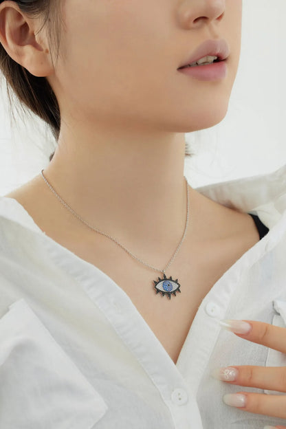 925 Silver Evil Eye CZ Pendant Necklace DY190823 product image 4