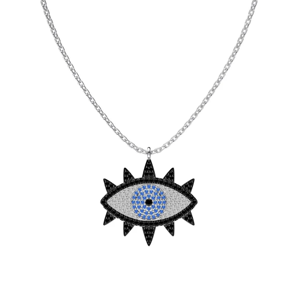 925 Silver Evil Eye CZ Pendant Necklace DY190823 by KAKODIY