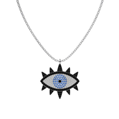925 Silver Evil Eye CZ Pendant Necklace DY190823 by KAKODIY