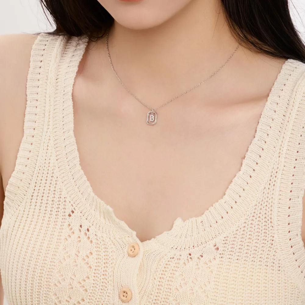 925 Silver 5A CZ Initial Necklace DY191330 product image 3