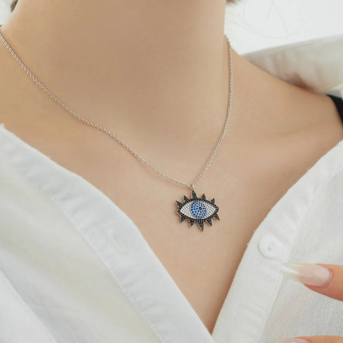 925 Silver Evil Eye CZ Pendant Necklace DY190823 product image 3