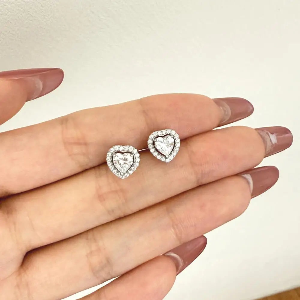 KAKODIY Luxury Jewelry Earrings 18K Gold Plate Sterling Silver 925 Sterling Silver Heart Stud Earrings 5A Cubic Zirconia Earrings - product image 2