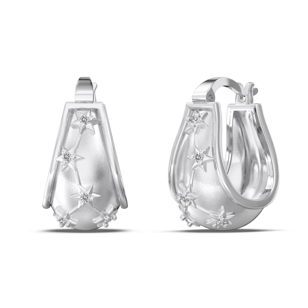 High Quality Frosted Surface 925 Sterling Silver Chunky U-Shape 5A Cubic Zirconia Clip on Earrings for Women Dress up