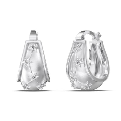 High Quality Frosted Surface 925 Sterling Silver Chunky U-Shape 5A Cubic Zirconia Clip on Earrings for Women Dress up