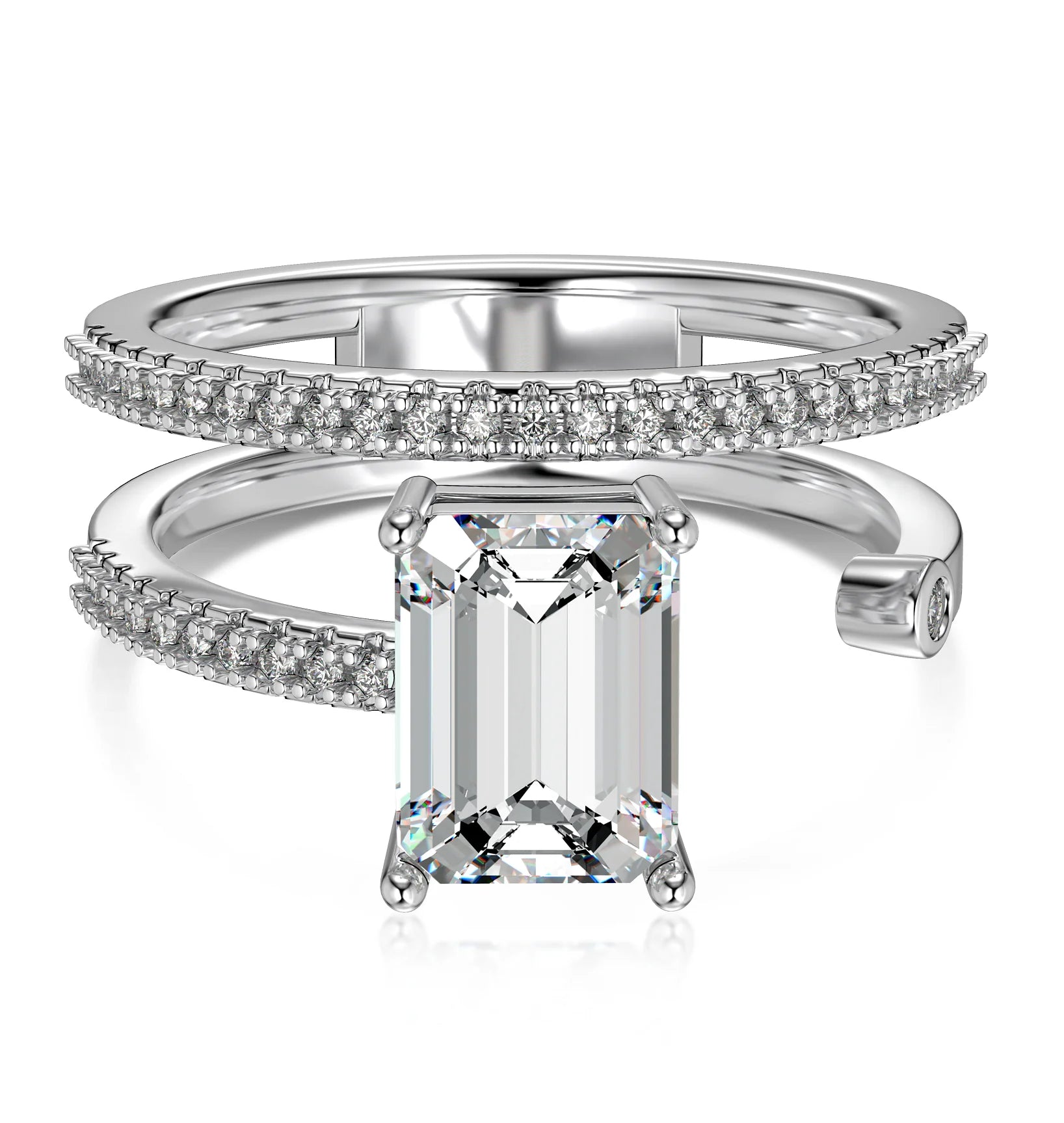 925 Silver Emerald CZ Bridal Wedding Ring DY121097 product image 7