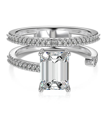 925 Silver Emerald CZ Bridal Wedding Ring DY121097 product image 7