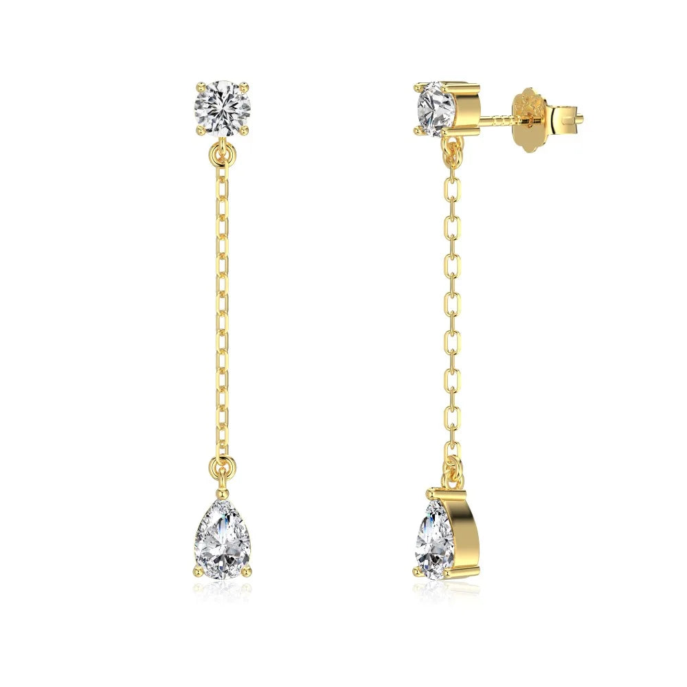 KAKODIY Fashion Fashion Design 925 Sterling Silver Earrings Tassel Pear Shape 5A Cubic Zirconia Shiny Stud Earrings Female Accessories