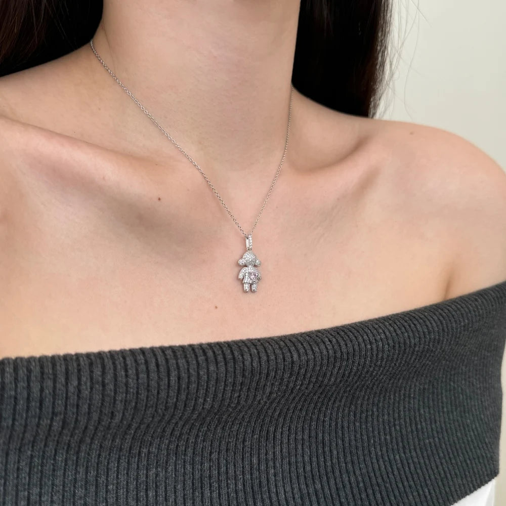 Special Design OEM ODM Jewelry Supplier S925 Silver 18K Gold Plated Dazzle 5A Zirconia Small Girls Pendant Necklaces