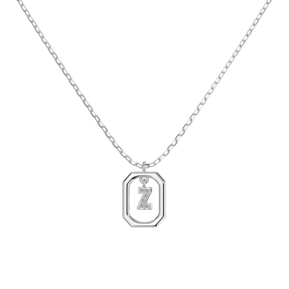 925 Sterling Silver Z Initial 5A CZ Necklace by KAKODIY
