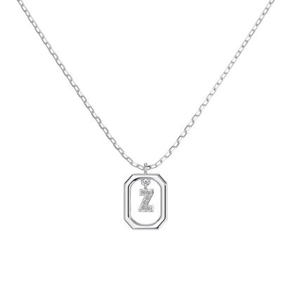 925 Sterling Silver Z Initial 5A CZ Necklace by KAKODIY