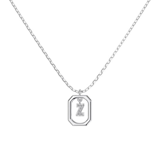 925 Sterling Silver Z Initial 5A CZ Necklace by KAKODIY